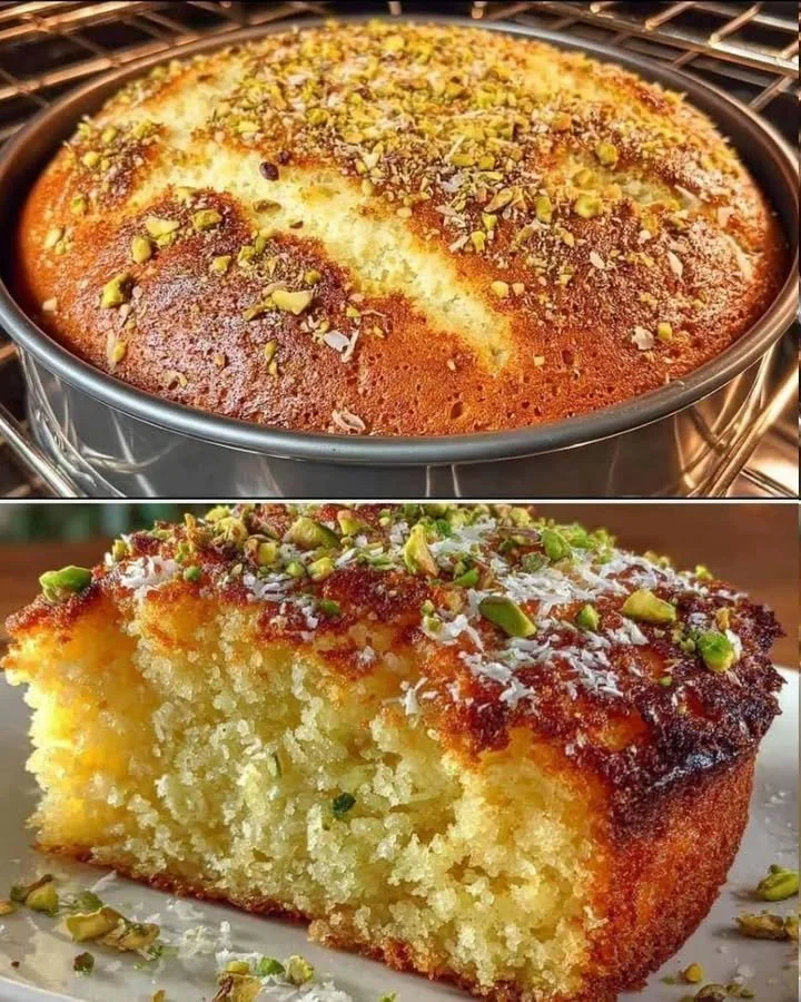 Gâteau à la noix de coco moelleux décoré de noix de coco râpée