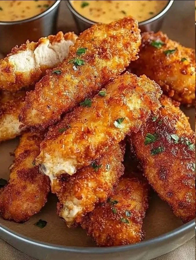 Lanières de poulet croustillant accompagnées de sauce délicieuse